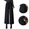 Pantalones rectos de lana gris oscuro plisados de cintura alta hechos a medida para mujer, otoño e invierno, talla petite, tobilleros, fluidos, pierna ancha holgada