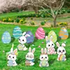 Decoración Exterior de Césped para Pascua 2026 con Motivos de Conejo y Huevo, Señal Impermeable para Patio y Jardín