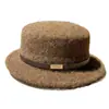 Gorro de lana estilo británico vintage para mujer, elegante para salidas de otoño e invierno, sombrero retro francés de ala plana, exquisito color liso para ir de compras