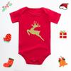 Feliz Natal Natal vermelho bebê macacão manga curta algodão macacão bebê macacão