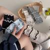 Calcetines de Encaje para Mujer Calcetines de Media Pantorrilla Delgados Calcetines de Pastel de Torre de Tres Capas Lazo Bordado Calcetines de Felpa Estilo Miumiu