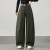Jeans de cuadros de tiro alto para mujer, nuevo estilo de otoño 2026, pantalones anchos casuales de pierna curva de moda este año para un look estilizado y relajado