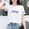 Camiseta de Verano Estilo Coreano de Manga Corta Estampada para Mujer, Moderna y Elegante, Corte Holgado, Favorecedora, Versátil, Cuello Redondo, Top de Moda