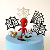 Cartão de decoração de bolo teia de aranha plug-in Decoração de bolo Homem-Aranha mesa de sobremesas bandeira 3G teia de aranha plug-in