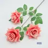 Flor de Rosa Artificial de 3 Cabezas 3D en Rama Única para Esquina Flor de Mesa de Hotel Arreglo Floral para Mesa de Conferencias Adornos Florales Decorativos para Sala de Estar