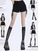 Shorts de Mezclilla Negros para Mujer, Estilo Nuevo de Verano, Tallas Grandes, Adelgazantes, Ajustados, de Atar, Pantalones Calientes Ultra Cortos