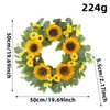 Guirlanda de Girassol de Primavera Transfronteiriça para Parede, Círculo de Galho Seco e Cipó Estilo Natural para Pendurar na Porta, Flor Artificial para Decoração de Pendurar em Pátio de Shopping