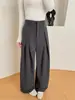 Pantalones de Traje Grises Plisados para Mujer, Nuevo Estilo Primavera, Pantalones Casuales Rectos Adelgazantes con un Toque de Lujo, Pantalones de Pierna Ancha Petite
