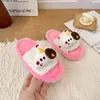 Chinelos de Algodão Desenho Animado Infantil 2026 Inverno Novo Sapatos Peludos de Desenho Animado para Meninas Chinelos de Tira Única de Boneca para Meninas Tendência