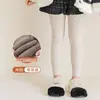 Macacão de Lã de Cordeiro para Meninas Calça de Inverno Nova Lã Espessa Leggings para Meninas Cor Sólida Meia-Calça de Lã