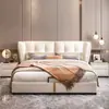 Estilo Creme Luz de Cama Luxo Ins Estilo Tecido Cama Cama de Casal Cama de Tecido Quarto Principal Cama Celebridade da Internet Moderna Simples Tecnologia Cama de Tecido