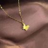 Pingente de Aço Titânio Pulseira Pingente Joias Meninas Versátil Trevo de Quatro Folhas Corrente Clavicular Colar Joias Acessórios Clipe de Orelha Borboleta