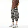 Pantalones de Zanahoria Estampados de Moda para Hombre de Talla Grande, Estilo Retro Nuevo de Verano 2025, Pantalones Casuales Anchos Cortos Transfronterizos para Hombre