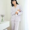 Casa Roupas Outono e Inverno Feminino Terno de Cor Sólida Solto Botão Lapela Manga Comprida Top Calças Casuais Pijama Macio Ceroso Exterior