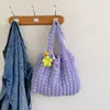 Bolsa de ombro feminina coreana plissada com ombros bufantes, bolsa de axila de grande capacidade, portátil, estilo pequeno e fresco, bolsa de compras nuvem