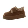 Botas de nieve de suela gruesa para mujer, nueva colección otoño/invierno 2026, casuales, que aumentan la altura, estilo Birkenstock, forradas de felpa, engrosadas, versátiles y cálidos zapatos de algodón