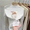 Camiseta casual de manga comprida infantil, novo estilo 2026, camada interna quentinha para meninas, top com gola alta e meio zíper em fleece dupla face