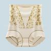 Ropa interior de encaje sexy de cintura alta para mujer, que aprieta el abdomen y levanta los glúteos, sin costuras en los glúteos, transpirable, fina, talla grande para mujer, para prevenir la exposición