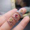 Anillo Tesoro de Color Natural Gotas de Agua Plata 925 Incrustada Nuevo Regalo de Cumpleaños para Novia Anillo