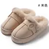 Nuevas zapatillas de algodón cálidas para interior para hombre, diseño de hebilla redonda antideslizante, invierno 2026, con suelas gruesas y forro de felpa.