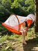 Rede de Dormir ao Ar Livre Anti-Mosquito Abertura Rápida com Mosquiteiro Acampamento Acampamento Portátil Abertura Rápida Balanço de Nylon Pátio Viagem Rede de Cama