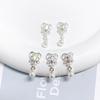 Cross-border Hot New Silver Series Alloy Pearl Pingente Diamond Series Nail Jewelry Handmade DIY Brincos