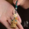 Sándalo verde natural lindo gatito lindo cadena para teléfono móvil diy creativo curativo lindo llavero tejido a mano