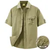 Nueva Camisa de Manga Corta para Hombre, Ropa Casual de Verano para Hombre, Alta Elasticidad, Cómoda, Talla Grande, Camisa de Trabajo de Color Sólido, Ropa de Otoño para Jóvenes