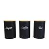 Jarra de Empaque Sencillo Transfronteriza con Tapa Redonda de Bambú Juego de Tres Piezas para Té, Café, Azúcar en Blanco y Negro