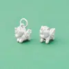 Colgante de Unicornio de Plata Pura S999 Colgante de Pegaso Pequeño Liso de Plata Dura 3D Colgante para Pulsera de Cuerda Hecha a Mano DIY