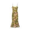 Ropa para Mujer Tallas Grandes Runqi Pintura al Óleo Monet Morado Corte Diagonal Cuello en V Tirantes de Sirena Vestido 8924 Elegante Vestido de Verano Francés