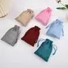 Bolsa de Lino Sintético Compuesto con Cordón, Bolsa de Empaque Sachet Vacío, Bolsa de Joyería con Cordón para Cuentas Budistas y Pulseras
