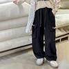 Pantalones casuales holgados de pierna ancha estilo coreano para niñas, peto infantil nuevo de moda con letras que combina con todo para primavera y otoño 2024