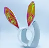 Junio 1 Pascua Lentejuelas Peluche Orejas de Conejo Blanco Diadema de Halloween Lindo Adorno para la Cabeza Código QR Regalo