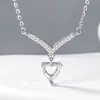 Plata de ley maciza S925 6x6 en forma de corazón/6x8 en forma de pera engaste vacío DIY diamante en forma de V con base puntiaguda collar de alas de ángel estilo ins
