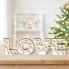 Enfeites Decorativos de Madeira de Natal Transfronteiriços com 26 Letras e Design de Padrão Floral para Artesanato e Decoração Caseira
