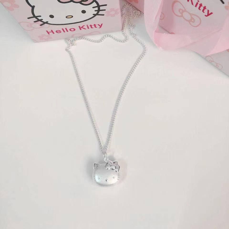 智贝详情图_2镀银可爱KT猫镶钻项链女少女心学生闺蜜锁骨链小