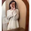 Cardigã suéter juvenil e estiloso em cores de doce para mulheres, estilo primavera e outono, versão coreana, casaco fino suave, cinza, tamanho único