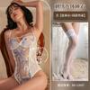 Mu Amor Ropa Interior Sexy de una pieza Malla Bordada Perspectiva Pijama Sexy Cinturón con Varillas de Acero Ropa Ajustada para Mujeres