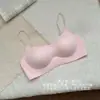 Sujetador invisible sin tirantes finos de corte bajo para mujer, estilo fino de verano, para pechos pequeños, push-up, sin aros, anti-caída, lateral