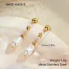 Pendientes de Perla Imitación Barroca con Diseño Retro Transfronterizo Pendientes de Acero Inoxidable Chapados en Oro de 18 Quilates Joyería para Orejas de Lujo Accesible