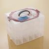 Caja grande de plástico transparente portátil de 3 capas, desmontable, con 30 compartimentos, para guardar joyas, maquillaje y aparejos de pesca.