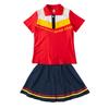Uniformes Deportivos de Verano Bordados en Rosa para Estudiantes de Primaria y Secundaria, Uniformes de Jardín de Infancia, Uniformes de Clase para Niños, Conjuntos de Bloques de Color Rayados