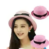 Sombrero de Sol de Verano Estilo Coreano para Madre e Hija con Lazo Ala Plana Protección Solar Sombrero de Paja Exterior Plano Plegable Sombrero de Sol