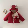 Ropa de Abrigo para Niños para Visitas de Año Nuevo Chaqueta de Algodón de Invierno para Bebés y Niños Pequeños Aislada con Capucha de Algodón Dibujo Animado Ancola Rojo
