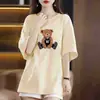 Comercio Exterior Transfronterizo Despacho de Comercio Exterior Camiseta de Manga Corta para Mujer Holgada Talla Grande Camiseta de Media Manga de Longitud Media Top Ropa Elegante para Mujer