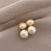 Brincos de Pérola Grandes e Pequenos Modernos e Elegantes para Mulheres, Estilo Coreano, Únicos e Simples, Brincos Estilo Celebridade da Internet
