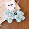 Pinza para el Cabello de Malla Azul Claro Fresca Estilo Coreano para Cabello Rubio o Castaño Claro, Pasador de Flor de Lazo Dulce y Versátil, Goma para Recoger el Cabello en Moño
