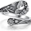 Anillo ajustable con apertura de flor de colibrí simple retro de Amazon, joyería nueva para mujer, combina con todo para la familia.