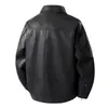 Jaqueta Masculina Nova de Couro, Corte Slim, Estilo Fino para Outono e Inverno, Casual, Forrada com Fleece, Espessa, Gola Lapela, Casaco Masculino para Meia-Idade, Modelo Novo